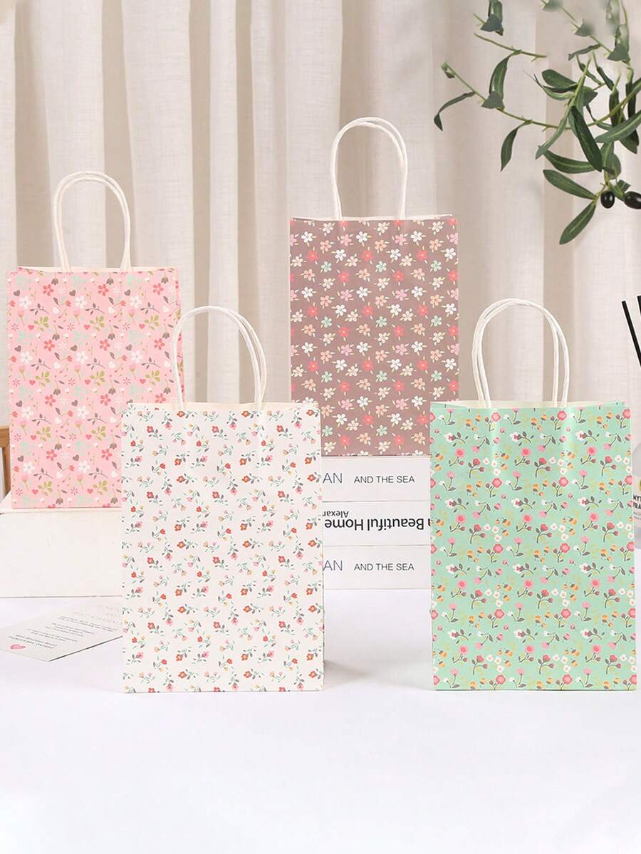 20pcs Delicate Rose Flower Gift Bags Paper Handbag For Party Favors And Gifts Packaging - Multicolor - View 1
