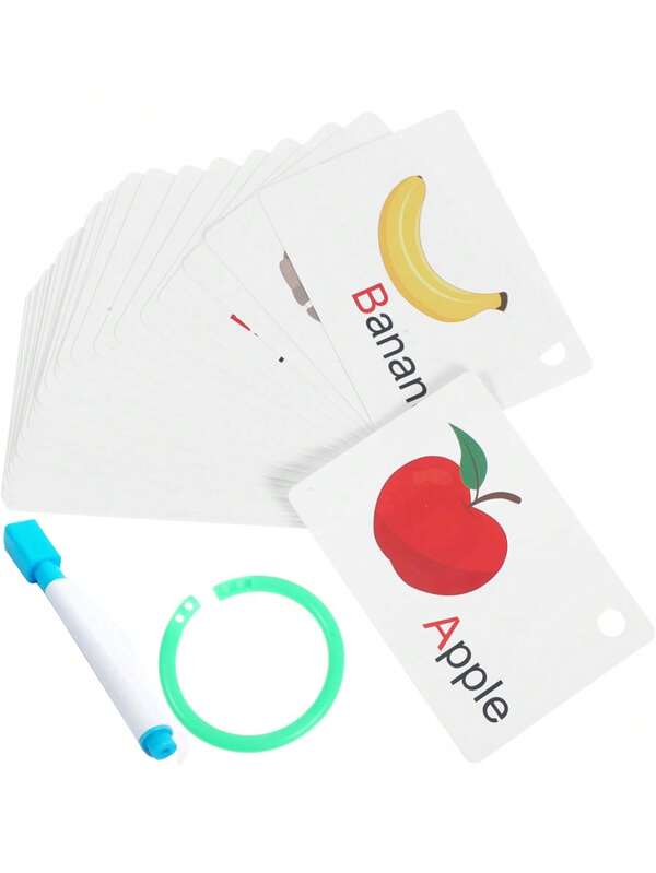 3/9/15 pièces Cartes en anglais avec stylo effaçable et anneau à boucle