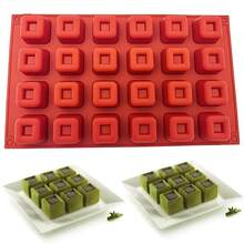 1 pezzo Stampo in silicone 3D quadrato, attrezzo da forno fai-da-te per brownies 3D, budini, mousse, dolci al cioccolato - Rosso - Visualizzare 2