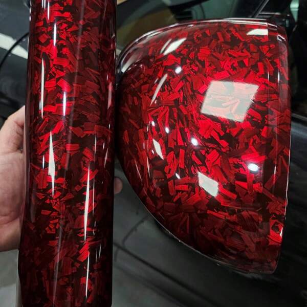 High Gloss Forged Carbon Fiber Red Bon Film Car Tuning Stickers For The Car Vinyl Wrap Motorcycle Accessories Decals For Vehicle