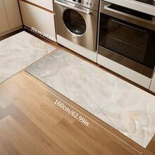 1/2pcs Marble Texture Pattern Kitchen Mat, Suitable For Indoor/Outdoor, Absorbent & Dirt-Proof, Applicable For Bedroom, Bathroom, Kitchen, Entrance - Machine Washable Home Decor - White - View 19