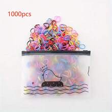 1000 piezas Mini lazos de pelo desechables de nylon de colores con bolsa de almacenamiento, set de accesorios de pelo elásticos para mujer