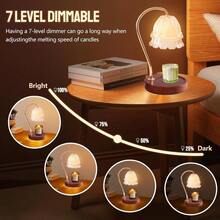 GEEZO Fragrance Candle Warmer Lamp,Electric Candle Warmer With Timer & Dimmer,Mom Christmas Birthday Gifts For Women, House Warming Gifts New Home Bedroom Decor - 棕色 - 查看 2