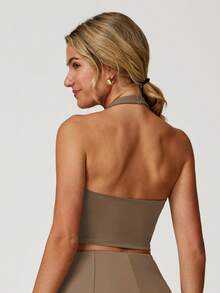 MASKERT Áo nữ, áo thể thao, áo hai dây, áo thể thao co giãn cao, áo mặc nhà, thân thiện với da và thoải mái khi mặc. - Cà phê nâu - Xem 3