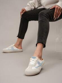 2025 Spring/Summer New Retro Color Block Platform Closed Toe Mule Sandals, Breathable Mesh Soft Sole Slip-On Loafers, Pregnant Women
