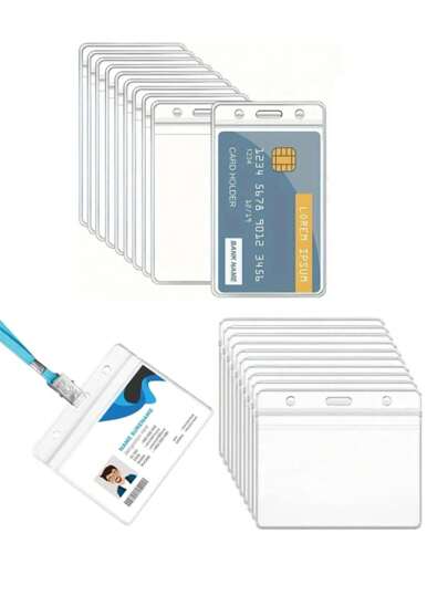 Portátil de plástico transparente y resistente al agua con soporte vertical y horizontal para tarjetas, titular de tarjeta de visita, tarjeta de identificación, tarjeta de crédito, portabadge, titular de tarjeta de estudiante (sin cordón)