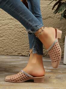 Summer Fashion Elegant Khaki High Heel Sandals With Rhinestone Decoration