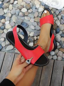 New Style Spring/Summer Slip-On Simple Fashion Comfortable Casual Solid Color Popular Women Flat Sandals