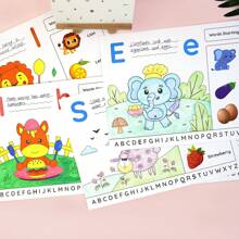 Juego de 25 piezas/Set de cuaderno para practicar caligrafía con 6 bolígrafos de colores, libro para colorear DIY para mejorar las habilidades de escritura y expresión de los niños, desarrollar la construcción de oraciones y la percepción del color, gran regalo para volver a la escuela, el Día de los Niños y festividades