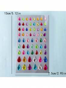 Nayiben 12pcs Colored Rhinestone Stickers, Various Shapes Of Plastic-Made Diamond Stickers, 3d Stereo Beauty Stickers For Makeup, Decorating Hair, Face, Nails, Pendants, And Gifts - Multicolor - View 2