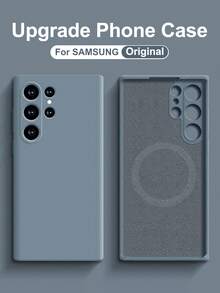 VRNOEI 适用于三星 Galaxy S24 S23 S22 S21 S25 Ultra Plus 的原装磁吸手机壳，软壳防震保护套，支持磁吸无线充电，柔软 TPU 材质，防水防摔防刮。 - 煙藍色 - 查看 2