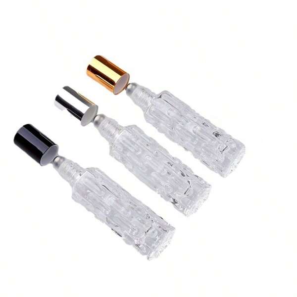 Botella de recarga de perfume de vidrio de 10ml, frasco de vidrio con bola rotatoria portátil de tamaño de viaje para aceites esenciales