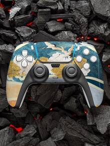 1 套 2 件 PlayStation 5 全身控制器贴纸，日本木版画风格设计，4.82*7.85 英寸