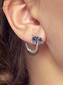 925 Sterling Silver Women's Hoop Earrings, Elegant Dragon & Snake Bone Pattern Enamel Shiny Cubic Zirconia Inlaid, Luxury Jewelry Gift For Women, Suitable For Daily, Party And Banquet