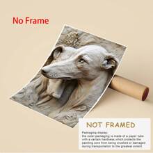 1pc Vintage Greyhound 2D Relief Sculpture Canvas Art, Hyper Realistic Framed Wooden Wall Decor For Home, Family Cabins, Corridors, Bedrooms,Canvas Wall Art,Posters For Room,Home Decor,Room Decor Aesthetic, Animals Room Decoration Stuff.Optional Frame