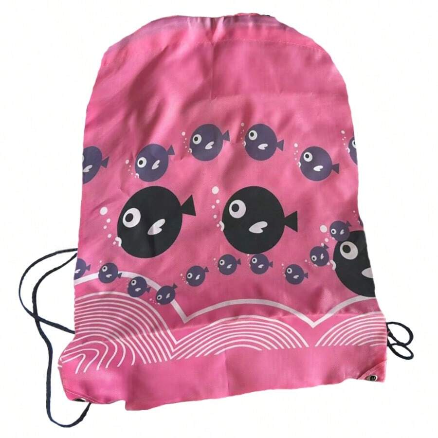 1pc Waterproof Drawstring Swim Bag, 16.14x13in - Durable Oxford Cloth, Ideal For Beach & Pool Days, With Stylish Cartoon Design, Swimwear For Travel,Swimming Drawstring Beach Bag - Multicolor - View 1