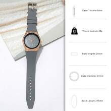 1pc Women's Plastic Strap Roman Numeral Scale Round Case Quartz Wrist Watch, Fashionable, Elegant, Lightweight, Suitable For Daily Wear, With Calendar