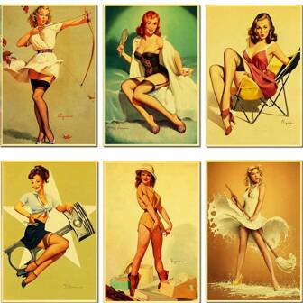 1 pièce/3 pièces Affiches artistiques murales sans cadre/avec cadre FILLES PIN UP Beauté affiche rétro, affiche vintage pour décoration murale de la maison, bar, café et chambre personnelle