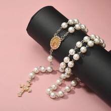 10 件套水钻圣人像 3 孔连接器和十字架吊坠，适用于 DIY Y 型项链和念珠首饰