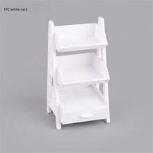 1 pieza Repisa decorativa de miniatura para casa de muñecas con flores y postres dulces, accesorio creativo para el hogar, modelo de escena simulada - Multicolor - Ver 13