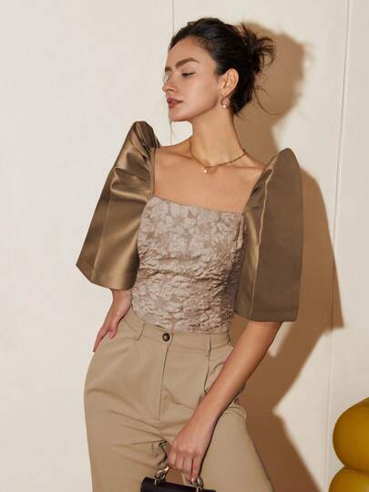 Amyenjoylife 女士现代优雅菲律宾传统服饰，休闲短袖上衣，适合婚礼、春季派对等场合。