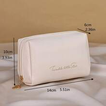 RANCAI 1pc Big Capacity Travel Makeup Bag, Waterproof PU Leather Cosmetic Organizer Pouch, Flat Wide Open Toiletry Bag With Divider - Multicolor - View 8