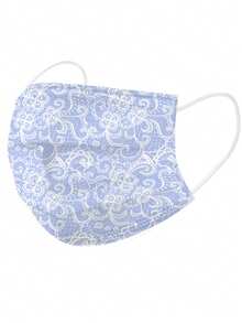 20片/包三层一次性蕾丝印花口罩，蕾丝口罩5色组合，时尚口罩