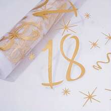 1pc 28*275cm Gold 18, 20,30, 40, 50, 60, 70,80,90 Pattern Polyester Table Runner, 18th 30th 40th 50th 60th 70th Happy Birthday Party Decoration Supplies, Birthday Party Home Room Dining Table Decoration Supplies - Gold - View 10