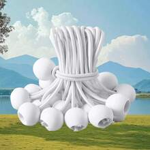 paquete de 30 bolas de cuerda elástica de 6 pulgadas, cuerda elástica para asegurar lonas, tiendas de campaña, mangueras, cuerdas y cables (lunares blancos y negros)