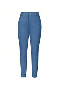 Pantalones casuales delgados y ajustados de un solo color, aptos para ir al trabajo y uso diario, para primavera/verano