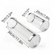 1pc Stainless Steel Round Barbecue Grill Mesh Basket With Rolling Design For Outdoor Bbq Smoking And Portable Use