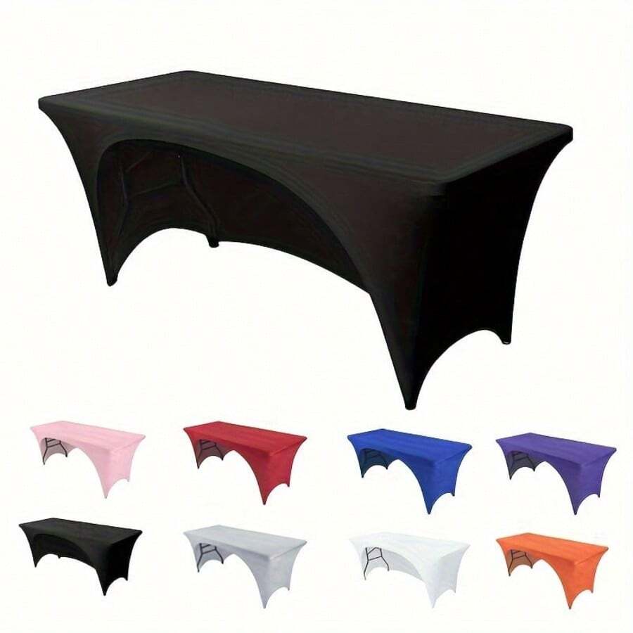 1pc Polyester Arched Tablecloth, Machine Washable, Wrinkle Resistant, Elastic Backing, Foldable, Suitable For Tables, Reusable For Events, Weddings, Banquets, Parties, Outdoor Dining