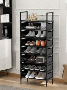 1pc Easy Assembling Dust-Proof Shoe Rack, Storage Rack, Space-Saving, Sturdy, Fashionable, Easy Disassembly, Portable, Suitable For Living Room, Bedroom, Entryway, Office, Home, Multi-Tier Storage, Holiday Gift, Christmas Gift, Children's Gift