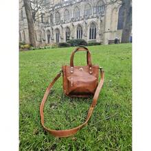 Small Rustic Tan Leather Handbag, Handmade Leather Bag, Everyday Handbag, Ladies Handbag, Bucket Bag - 1 - View 2
