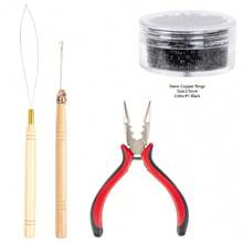 接发工具套件接发拆卸钳拉钩 1000 件 2.5*2.0*1.5 毫米纳米微环珠装置工具套件适用于专业美发工具配件