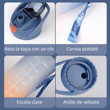 Botella de Agua Motivacional,Botella de Agua Deportiva [1000ml/32oz] con Popote y Marcador de Tiempo,Vaso de agua,Copa de agua,Taza de agua,Boca Ancha, Sin BPA, Botella Grande de Agua, Reutilizable,Perfecta para Gimnasio, Trabajo, Escuela y Oficina(azul marino) - Azul Marino - Ver 8