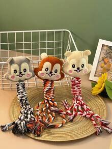 PETSIN 1pc Soft Plush Squirrel Style Rope Pet Dog Chew Doll, Interactive Teething Doll For Puppy - View 6