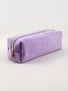1 pièce Grande capacité Trousse à crayons en velours côtelé, organisateur de papeterie en couleur unie simple en velours côtelé, organisateur de rangement de papeterie de bureau, fournitures de rangement de papeterie essentielles pour les étudiants. Retour à l'école