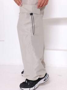 Parachute Tactel Cargo Pants With Adjustable Drawstring Hem With Pockets Elegant Polyester Drawstring Pocket Women Fashion Daily Evening Holiday Birthday Party Fall Winter - 淺米色 - 查看 2