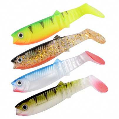 4pcs Lifelike Fishing Lures,9cm/6g Fishing Gear, Fishing Accessories, Capable Of Wagging The Tail, Realistic Swimming Posture With Strong Temptation, Suitable For Lake Fishing, Sea Fishing, Simulated Fishing Tackle In Saltwater And Freshwater