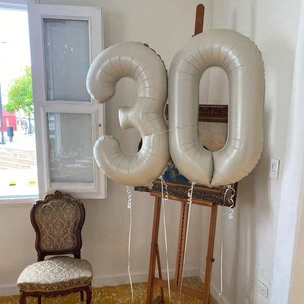1pc 40" Cream White Foil Number Balloon, Helium Inflated, For Birthday Party, Anniversary Celebration, Numbers 0/1/2/3/4/5/6/7/8/9