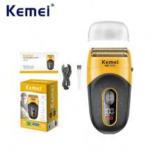 Kemei KM-T370 Professional Waterproof Men's Electric Shaver For Boyfriend's Gift Digital Display Screen Shaver Machine With Floating Blade Beard Trimmer USB Charging Reciprocating Razor 1pc