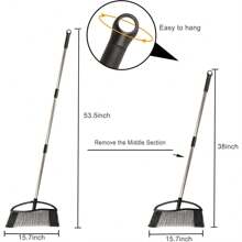 Outdoor Besen, 15,7 Zoll breiter Besen, Profi-Besen mit langem Stiel, Winkelbesen mit steifen Borsten, Kehrgarnitur für Hof, Garten, Garage (Schwarz)