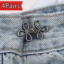 1/2 对金属无缝带扣腰带，可拆卸幸运结扣适合牛仔裤和裙子，可调节时尚配饰 - 黑色、金色、银灰色、古铜色 - 彩色 - 查看 26