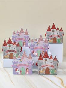 6pcs/Set Fairy Tale Castle Theme Birthday Wedding Gift Boxes & Bags, Fairy Tale Castle Pattern Birthday Gift Boxes, Birthday Wedding Gift Packaging Supplies, Wedding Gift Boxes Bags Candy Boxes, Birthday Gift Packaging Decor, Candy Boxes, Baby Shower Party Decor, Party Favors, Birthday Gifts - Birthday Castle - View 1