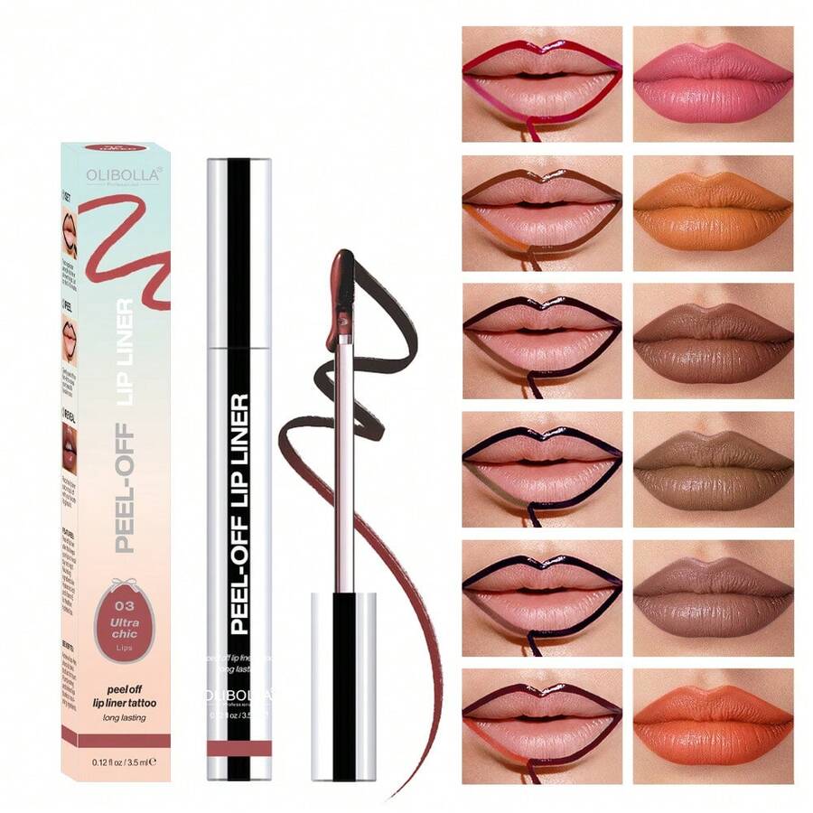 1pc Long-Lasting Lip Liner Tattoo, Waterproof Peelable Lip Stain, Semi-Permanent Matte Lipstick For Girls And Women, Perfect Makeup Accessories For A Flawless Look - 彩色 - 查看 1