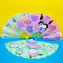 Sanrio Juego de 3 piezas/2 piezas/1 pieza de abanicos plegables de Hello Kitty y My Melody del anime, esencial para el verano, ventiladores de mano con diseños de dibujos animados para refrescarse y coleccionar, adecuado para uso diario de ocio como un pequeño regalo para amigos (el estilo de color es aleatorio)