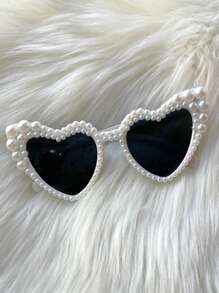 1pc Heart Bachelorette Gifts Vintage Faux Pearl Heart Decorative Party Glasses Bridesmaid Gifts For Bridal Shower Photo Props Wedding Bachelorette Party Favors