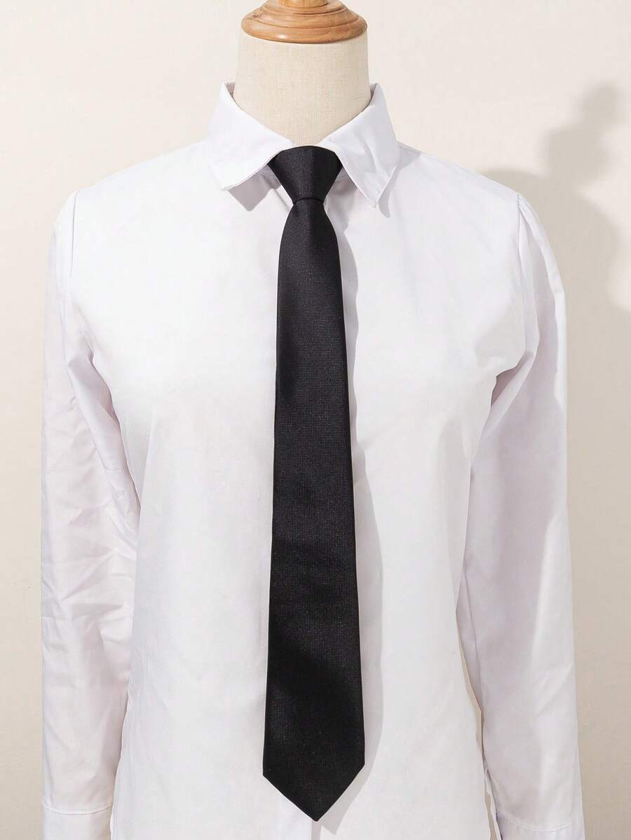 1pc Men's New Versatile Solid Color Dress Shirt With Adjustable Tie, Simple Design - Cord Buckle Solid Color Tie - View 1