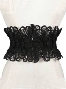 1pc Women's Black Lace Cinch Belt, Retro & Unique, Versatile For Dress Or Daily Wear, Elegant & Chic Summer, School Fall, Autumn, Halloween
